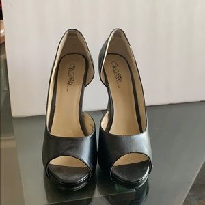 Black open toe heels